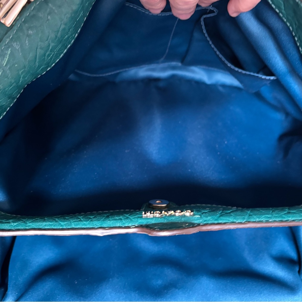 Coach Teal Green Leather Tassel Shoulder Bag - Picture 6 of 16